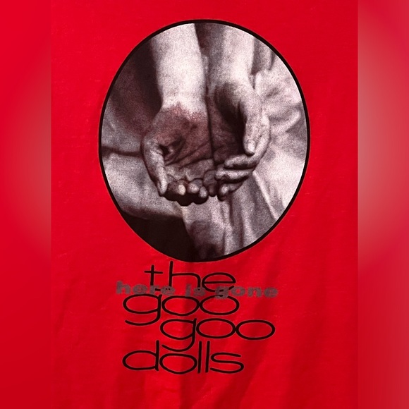 Y2K Vintage Goo Goo Dolls Shirt Here Is Gone Band Tour Red Shirt Sz Large 21x28 - Picture 2 of 9